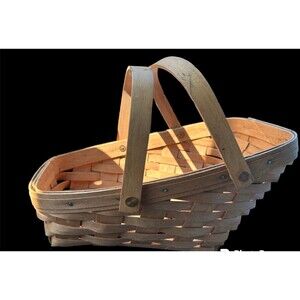 Vintage 1990 signed Longaberger Slanted Vegetable Basket Double Swing Handles